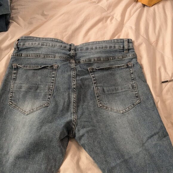 Qazel Vorrlon Men's Blue Skinny Jeans Stretch Washed Slim Fit Pencil Pants - Picture 3 of 6